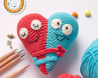 PATTERN -Double Heart - crochet pattern, amigurumi pattern, Valentine's Day Decor, pdf - Instant Download