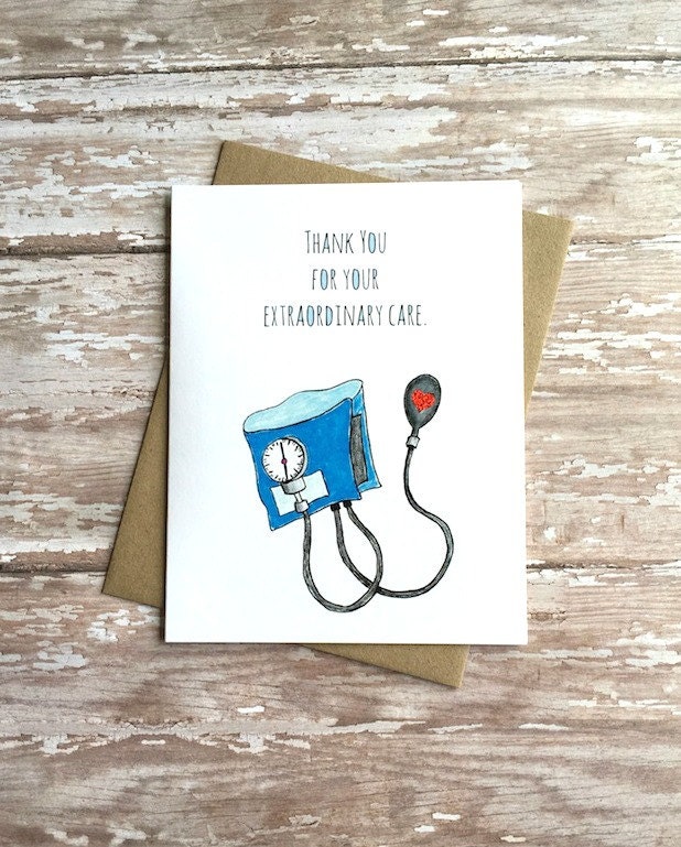 Doctor Thank You Card Hospital Staff Thank You by BangsAndTeeth