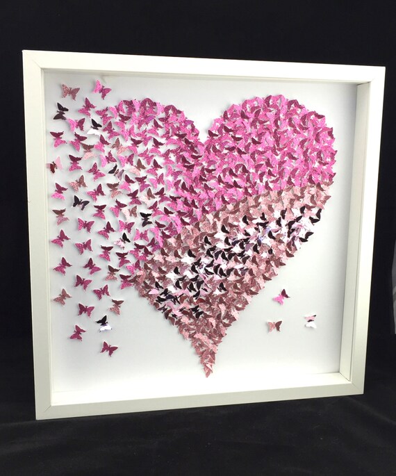 3d Butterfly Heart Wall Art E1C