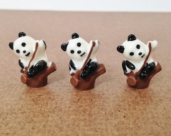 3 pcs Mini Panda Figurines, Terrarium, Fairy Garden, Art Supply