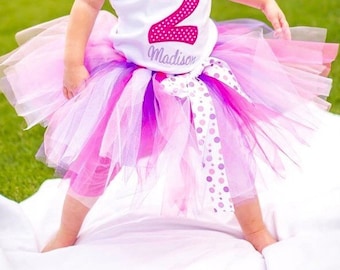 Tutu - Toddler Tutu - Birthday Tutu - Costume - Tutu with Bow - Colorful Tutu