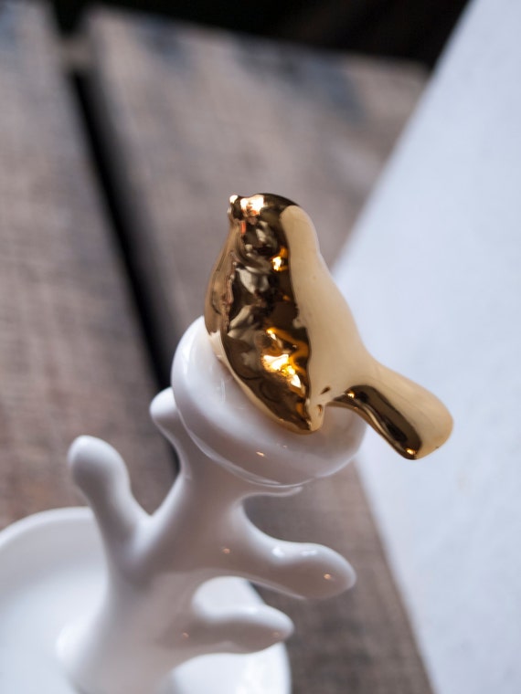 Gold Bird Ring Holder Wedding Gift Ring Dish Jewelry Dish ...