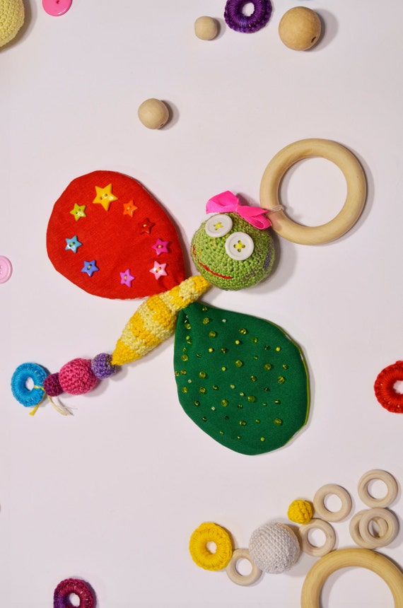 Dragonfly Baby teether toy Soft sensory toy Developing