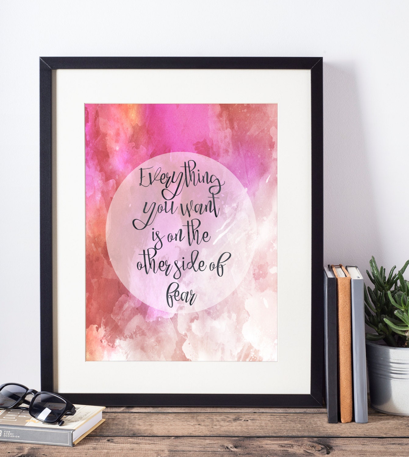 Inspirational quote print watercolour print typographic