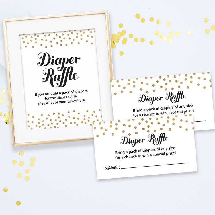 Confetti Gold Baby Shower Diaper Raffle Tickets & by deardeary