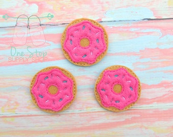 Donut feltie - Donut felt - Donut bow center - Embroidered donut - Scrap booking Donut - Donutt hair bow - Donut bows