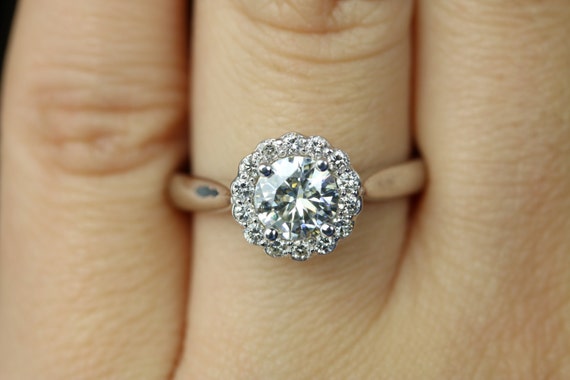 Amanda FB Moissanite Round Cut 6mm 14K by loveforeverjewelrysv