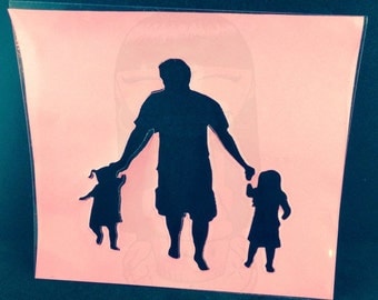 Father And Daughters Stencil