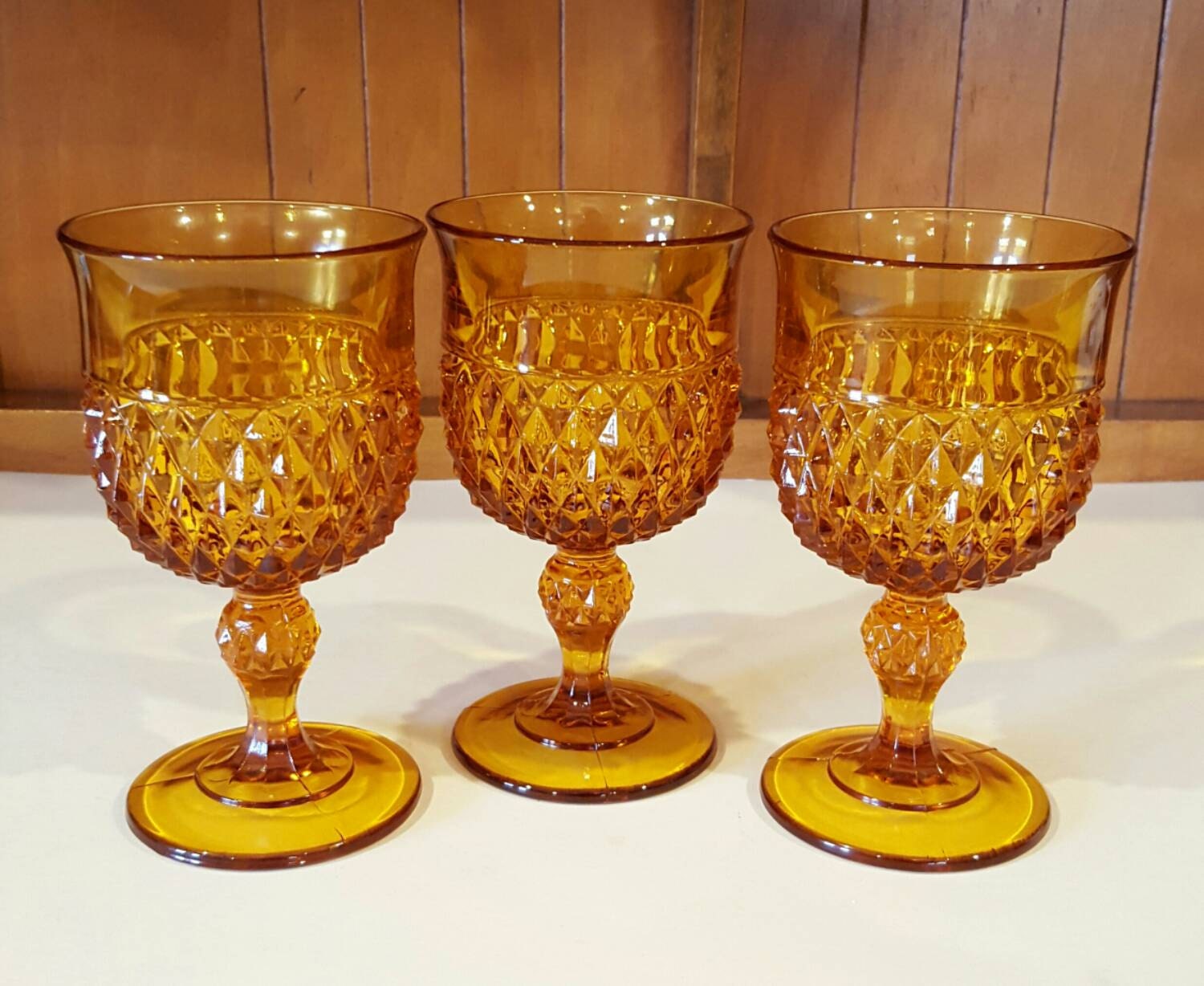 Maryarfah Vintage Amber Glass Goblets