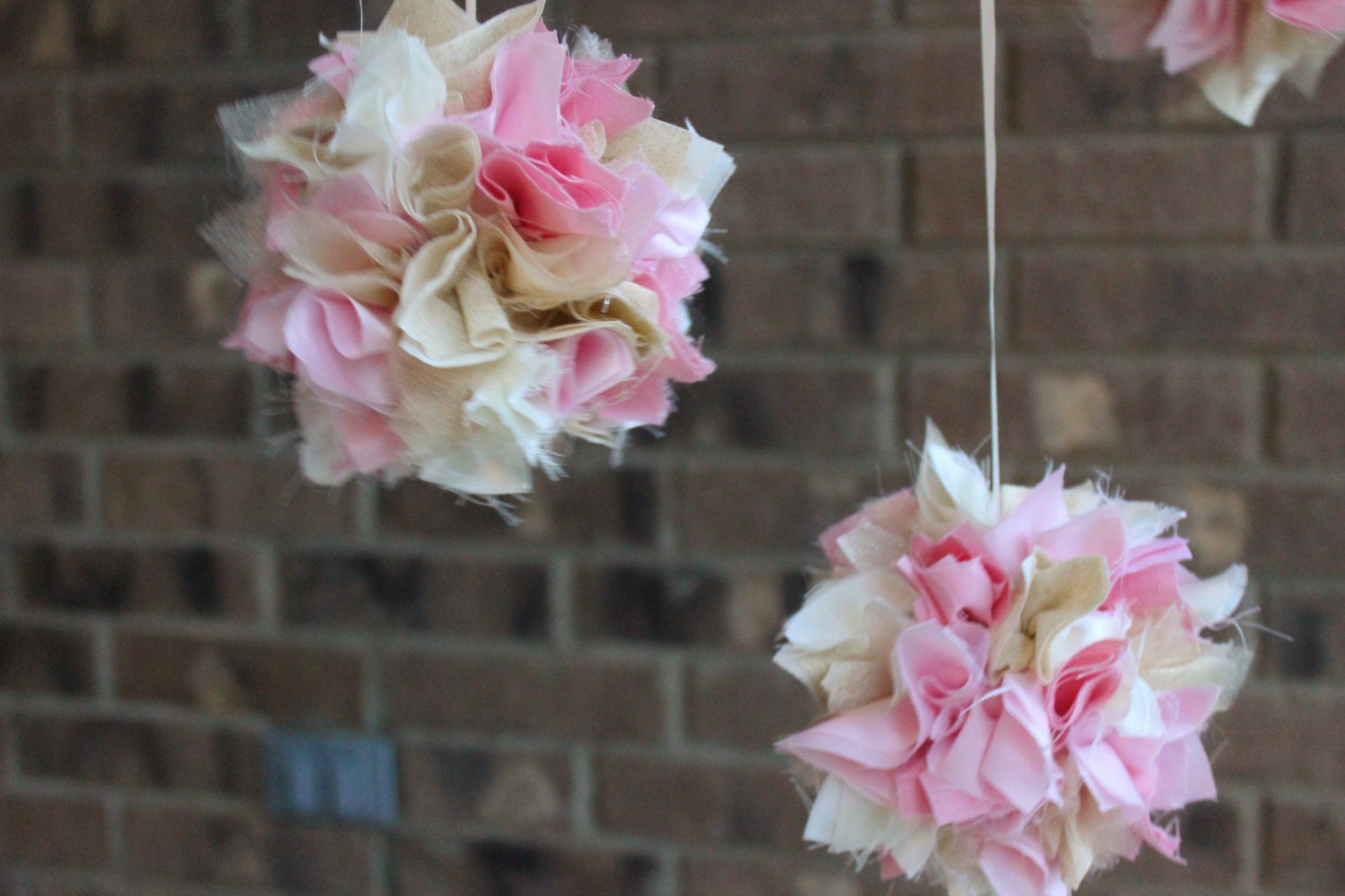 Pink gold and ivory baby mobile shabby chic nursery decor