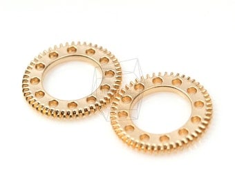 PDT-314-MG/5Pcs-Cogwheel Watch Gear Pendant/ 25mm x 25mm / Matte Gold Plated over brass