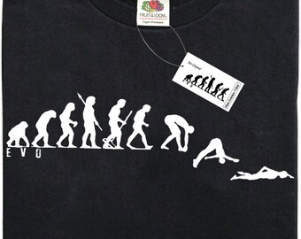 Mans Evolution T-Shirt® EVO Mens Ape to SWIMMING brand new original gift