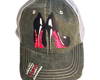 Christian Louboutin Baseball Hat, Red Heels Baseball Cap, Christian Louboutin, Christian Louboutin Gift, Trucker Hat, Womens Fitted Trucker