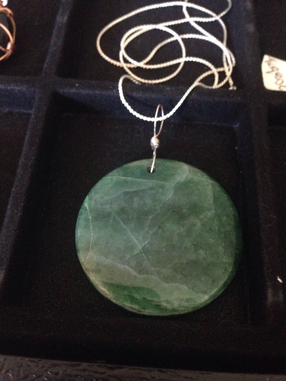 Sale Jade pendant necklace with silver filled 18 chain