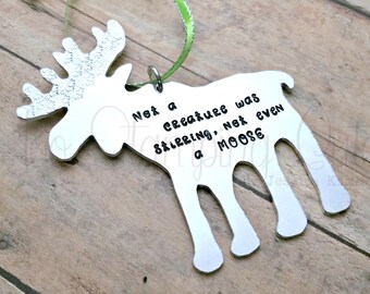 Moose Ornament | Moose Decor | Christmas Moose | Christmas Ornaments | Not A Creature Was Stirring | Christmas Tree Ornaments | Handmade