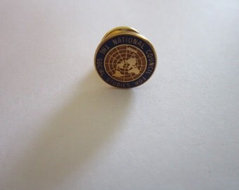 Vintage 10k Gold Filled and Enameled National Council for Social Studies Pinback