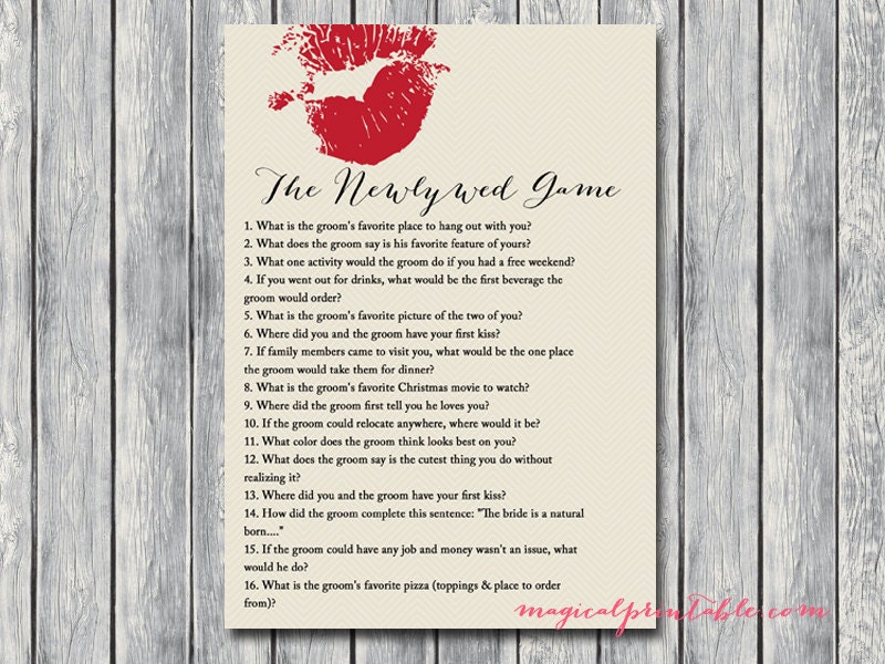 Newlywed Game Bridal Shower Game Printables Bachelorette
