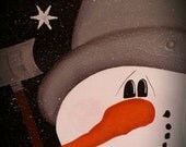 Snowman, Picture, Wall Decor, Art, Outdoor Wall Decor, Painting, Wall Hanging, Housewarming Gift