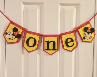 Mickey Mouse One highchair birthday banner