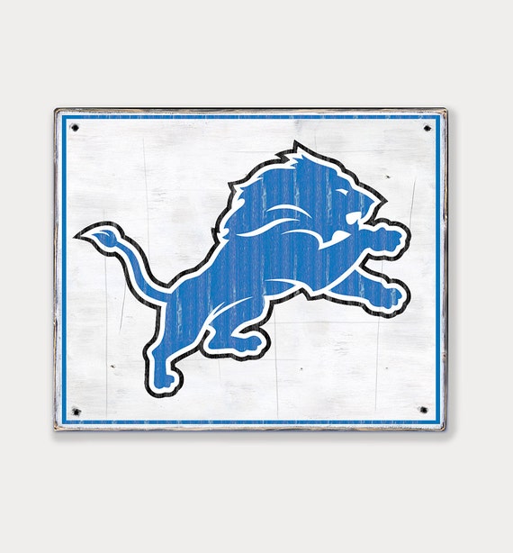 Detroit Lions Distressed Rustic Wood Sign By TwoTrainsRunning