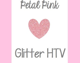 Petal Pink Glitter Heat Transfer Vinyl 12x20" Sheets Glitter HTV Pink Glitter HTV