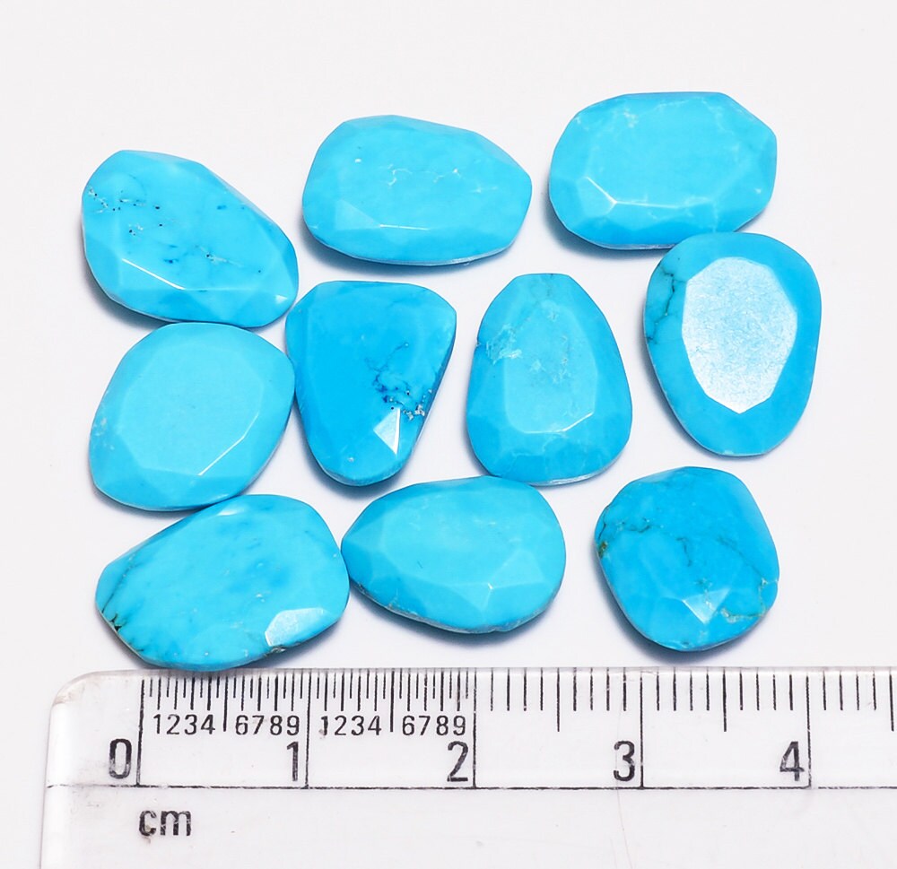 10 Pieces Lot Turquoise Faceted Loose Stone 9 Grams Howlite Turquoise