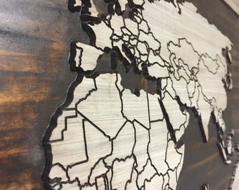 World Map Wood Wall Art CARVED Home Decor With Countries World Map Wood Wall Art CARVED Home Decor With Countries