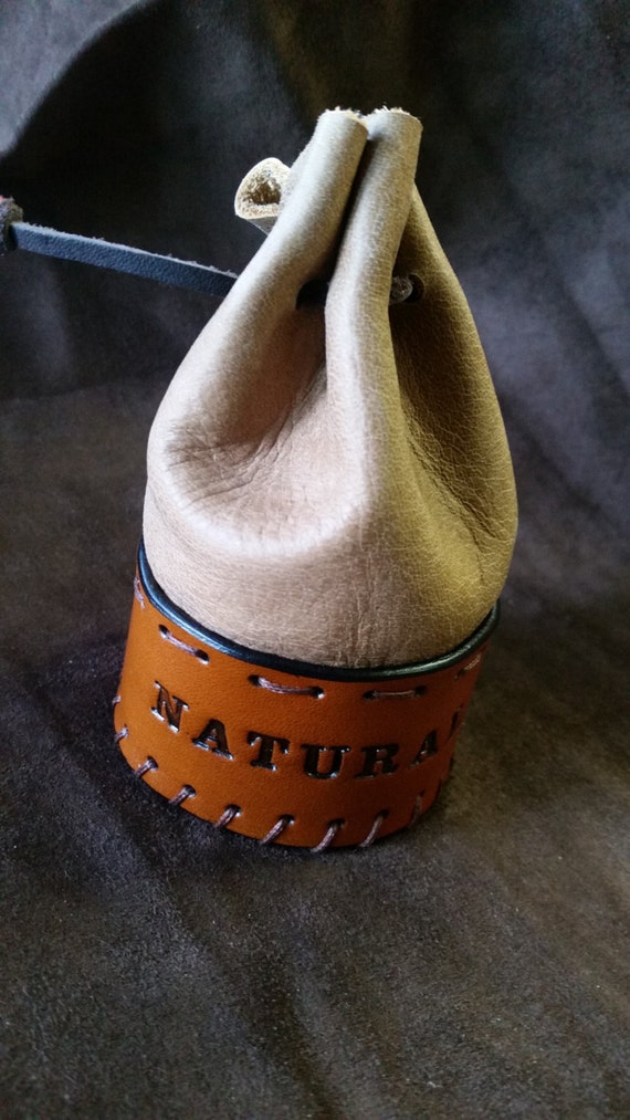Natural 20 leather dice bag