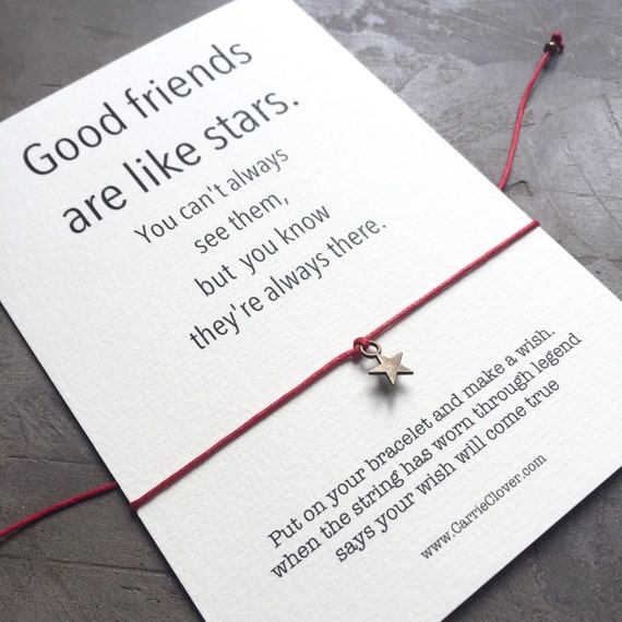 Bracelet gift card Friendship quote best gift Wish by Carrieclover