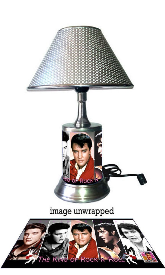 Elvis Presley Lamp with chrome shade collage