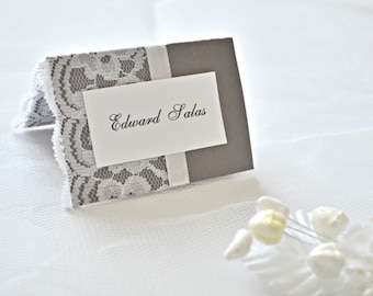 Wedding place cards, lace place cards, wedding placement cards, lace placement cards, gray placement cards, placement cards