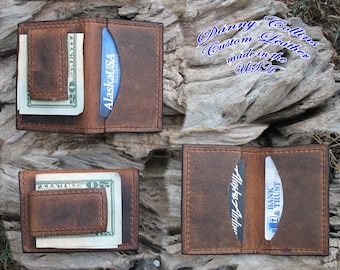 Buffalo Leather Money Clip with Magnetic Clip
