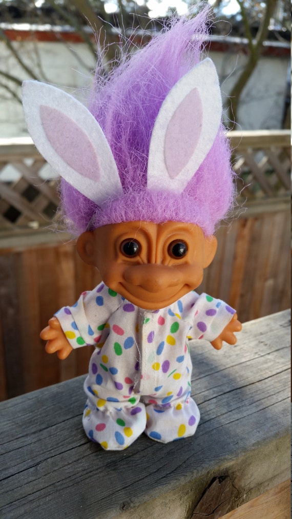 Easter Bunny Russ Troll Doll pastel lilac hair Easter egg