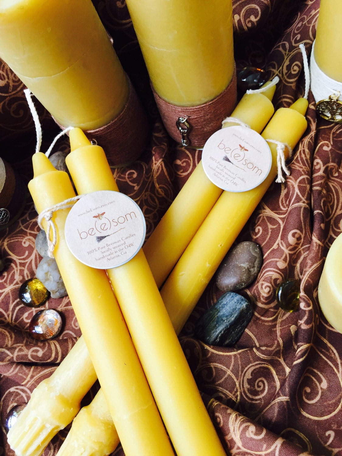 100 Pure Beeswax Taper Candles. Set of 2 pure organic beeswax