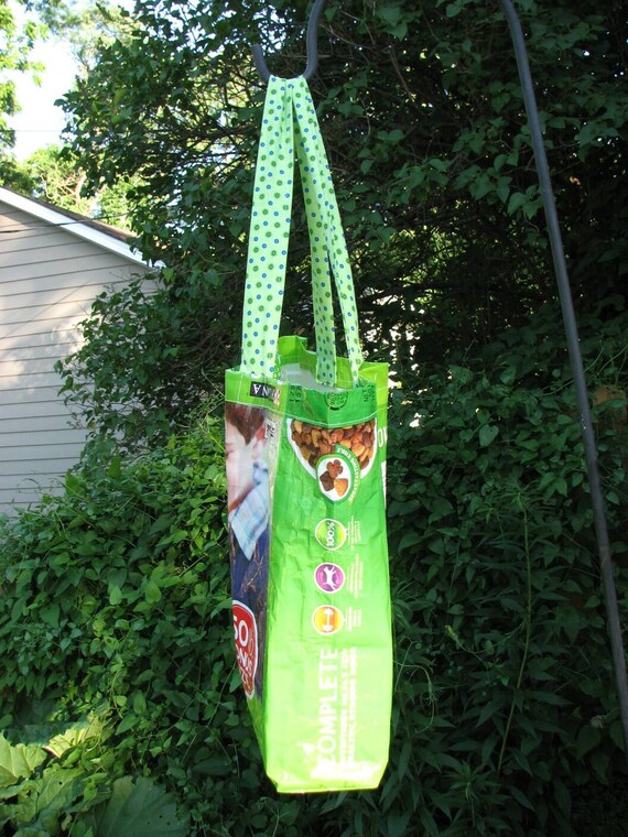 Upcycled Recycled Reusable Dog Food Sack Tote Shopping Bag