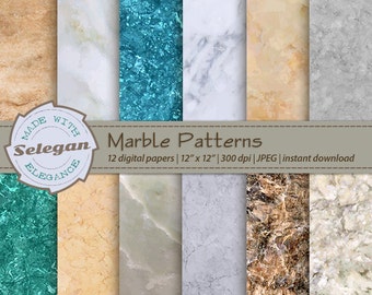 marble digital paper, " Marble Patterns ", marble decor, printable pattern, scrapbook paper, 12x12, background, instant download