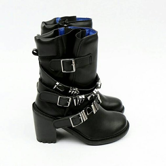 Rocker Boots/ Leather High Heels Women's Boots/ Biker