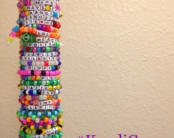 20 Single Random Kandi bracelets for EDM Rave Festivals- Customize 5 Free