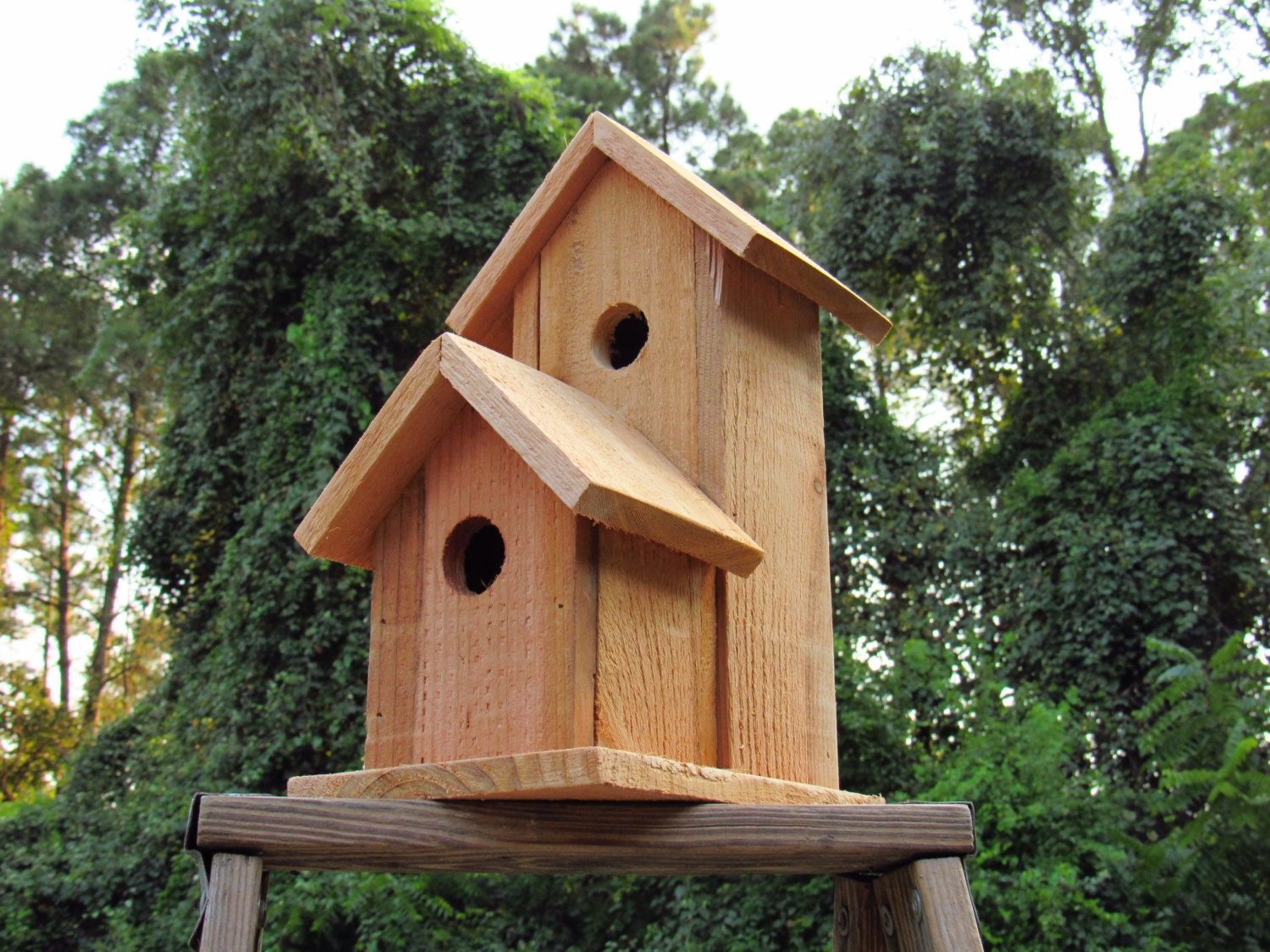 Unfinished birdhouse cedar birdhouse garden decor reclaimed