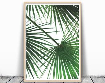 Tropical Leaf Print, Palm Tree Print, Palm Leaf Print, Palm Tree Art, Wall Art, Green Wall Decor, Tropical Art, Palm tree printable, Digital