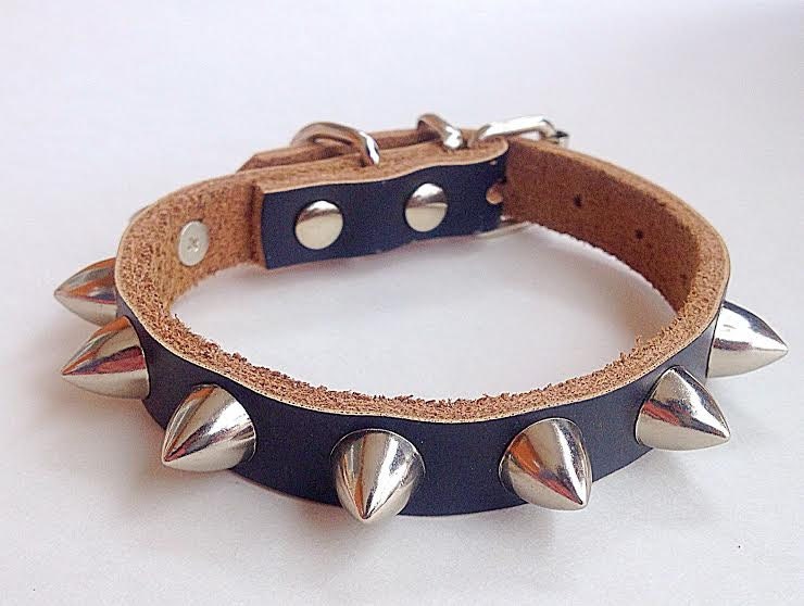 cone reviews for soft dogs ToxifyDesigns Spiked Leather Dog Cat XS Genuine with Collar by