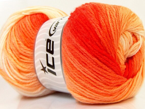 FREE SHIP Ice Yarn Orange Red Yellow Ombre Magic Light DK