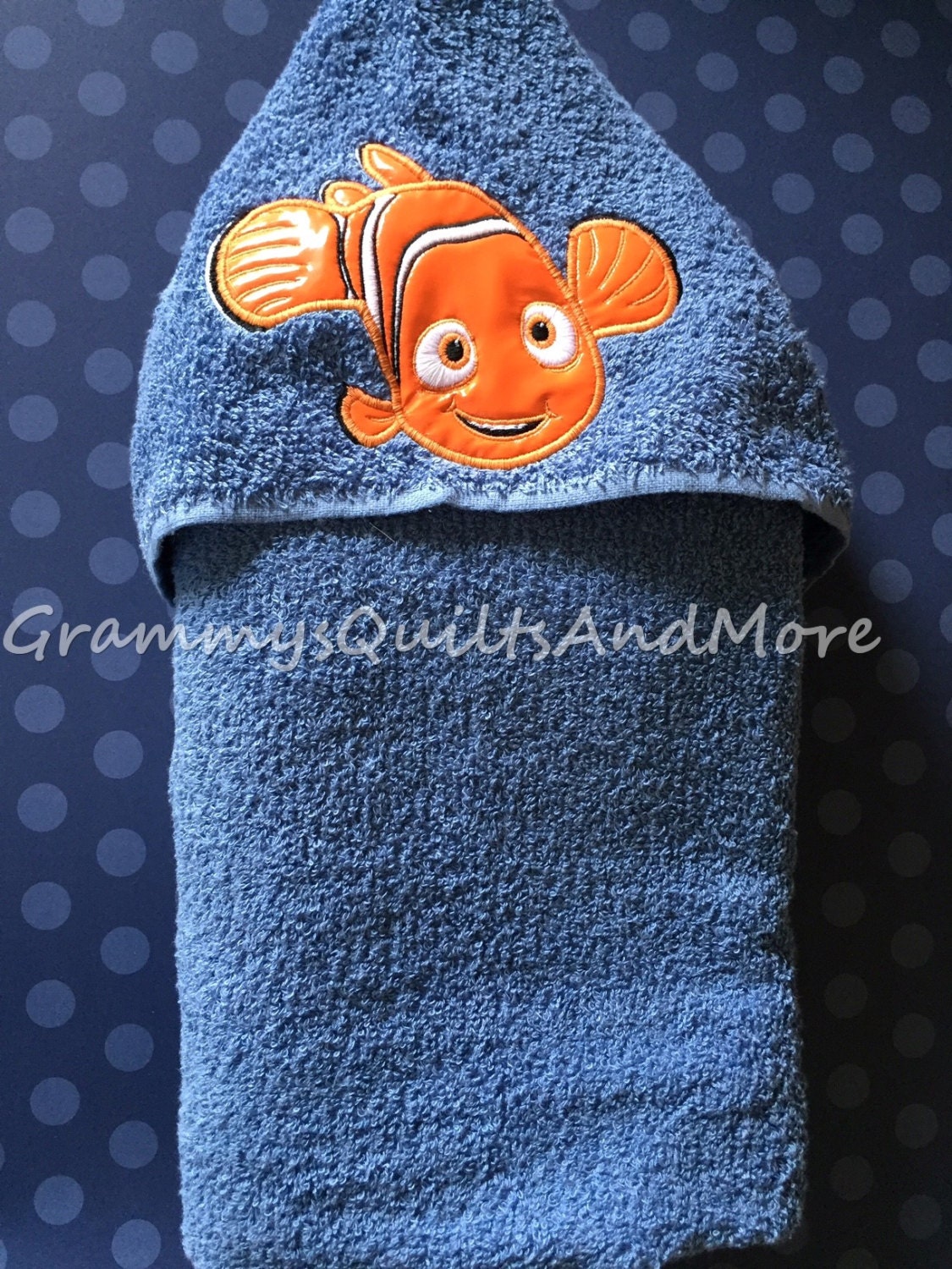 Orange fish hooded towel