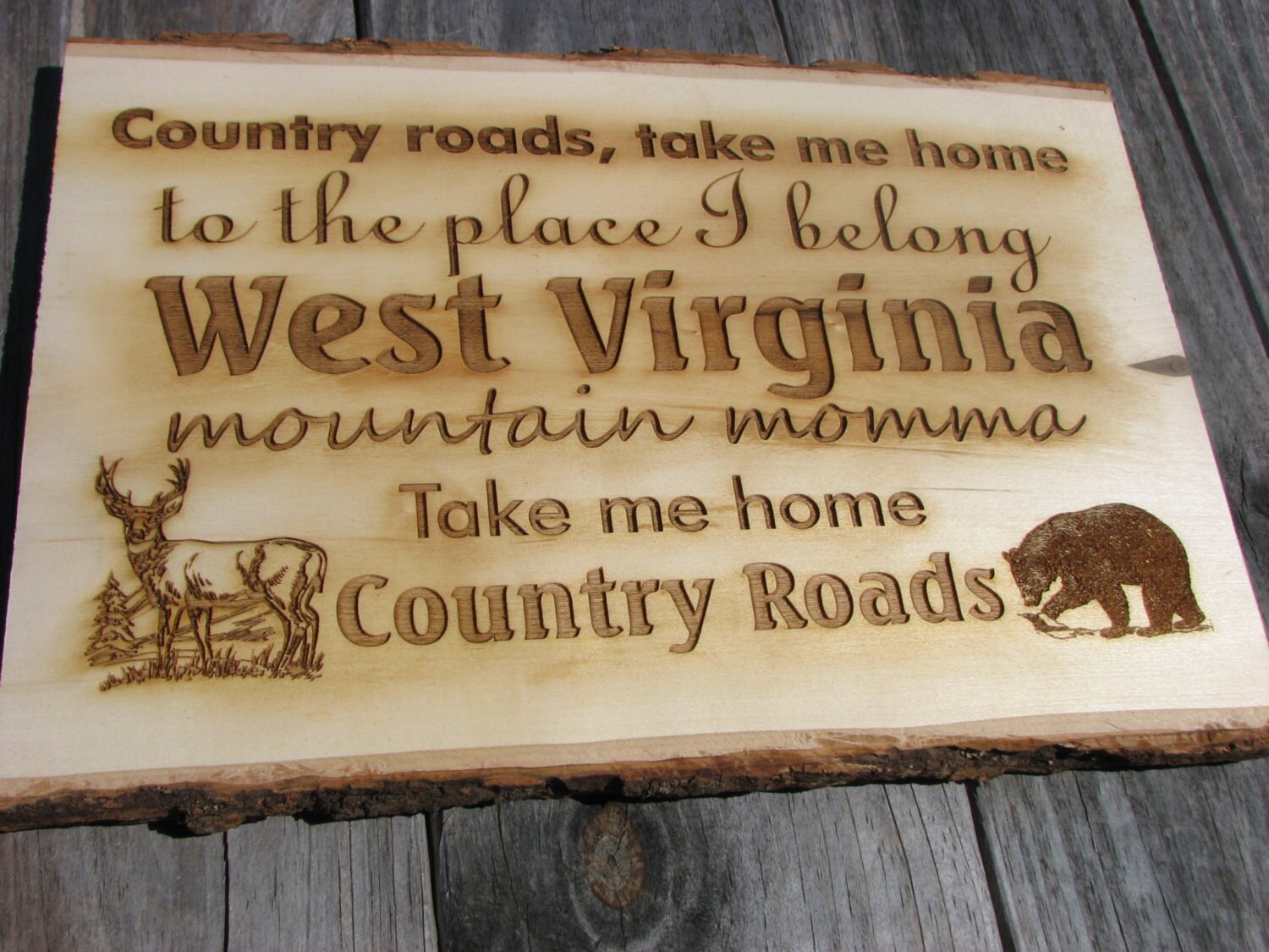 Laser Engraved Wood Plaque West Virginia Plaque Laser