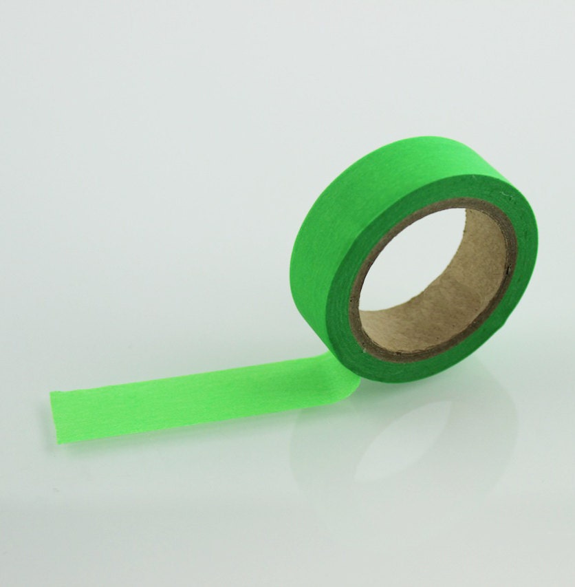 Solid Neon Green Washi Tape // 15mm // Paper Tape