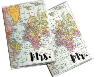 Passport Covers (2) - Mr and Mrs. Wedding Gift, Passport Holder, Honeymoon Gift, Passport Case, Wedding Shower Gift, Destination Wedding