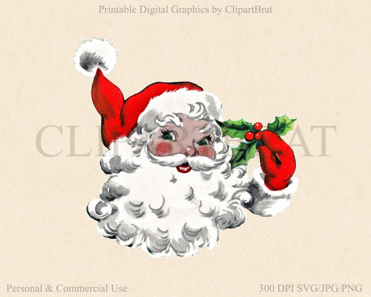 Download RETRO CHRISTMAS Clipart Commercial Use Clipart Santa Claus ...
