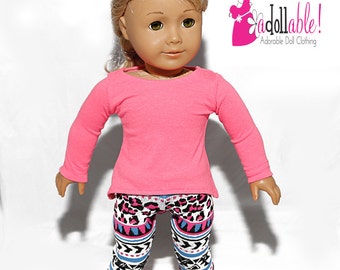 American made Girl Doll Clothes, 18 inch Doll Clothing, Asymmetrical Top with Capris made to fit like American Girl doll clothes