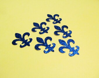Fleur de lis die cuts- Frozen Colors - Silver - Royal Blue Glitter - 50ct - Cardmaking- Princess Elsa - Confetti-Decor - Scrapbook - Parties