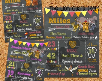 The Lion Guard Birthday Chalkboard / 1st birthday chalkboard / 2nd birthday chalkboard/ The Lion King Birthday